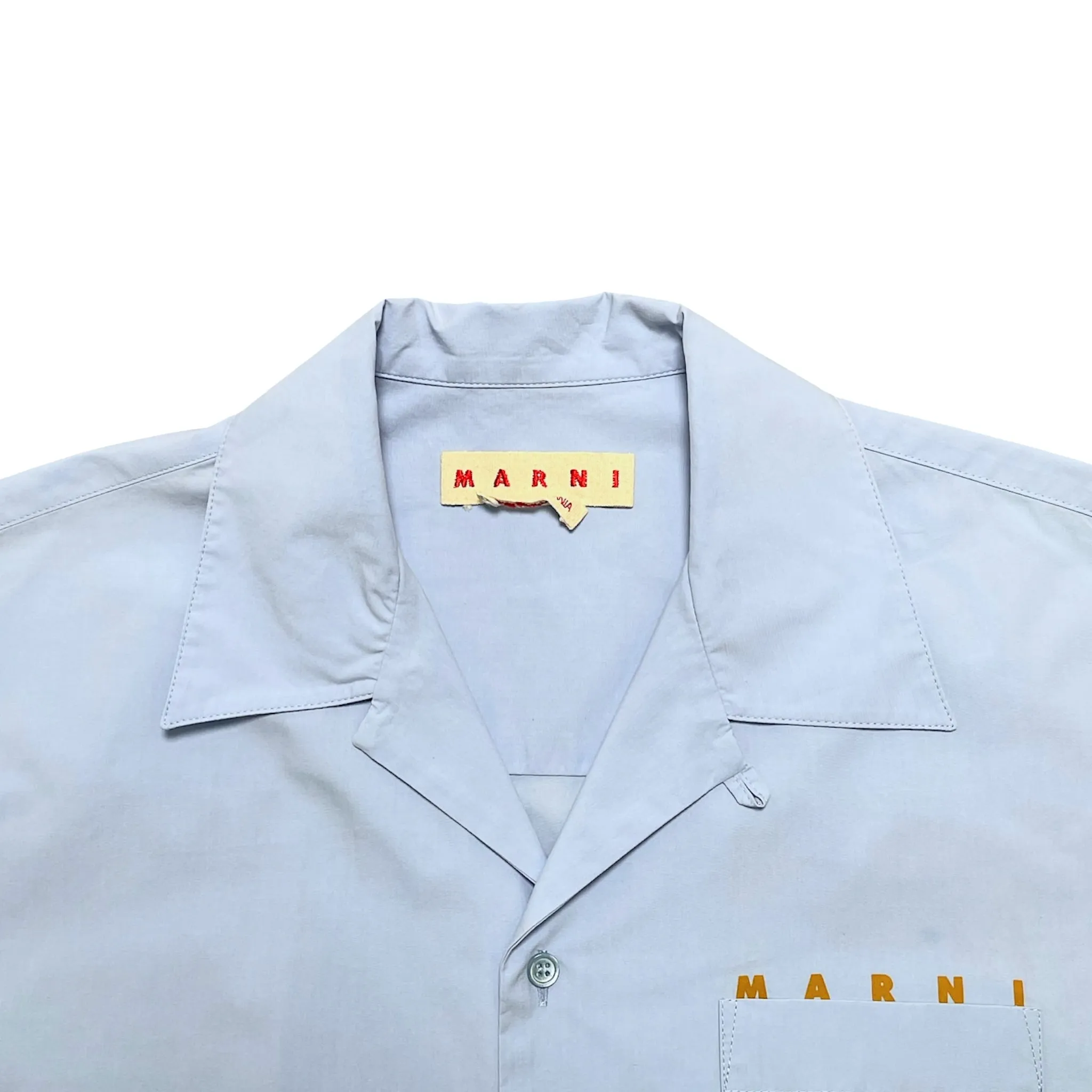 Marni Logo Button Up Short Sleeve Light Blue Pre-Owned