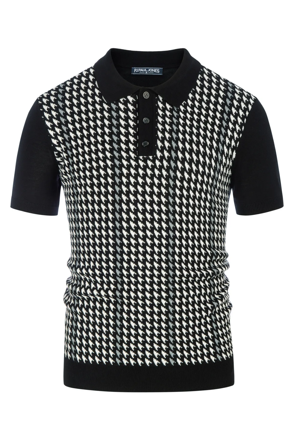 Men's Vintage Polo Shirts Lightweight Retro 70s Knit Houndstooth Golf Pullover Shirts