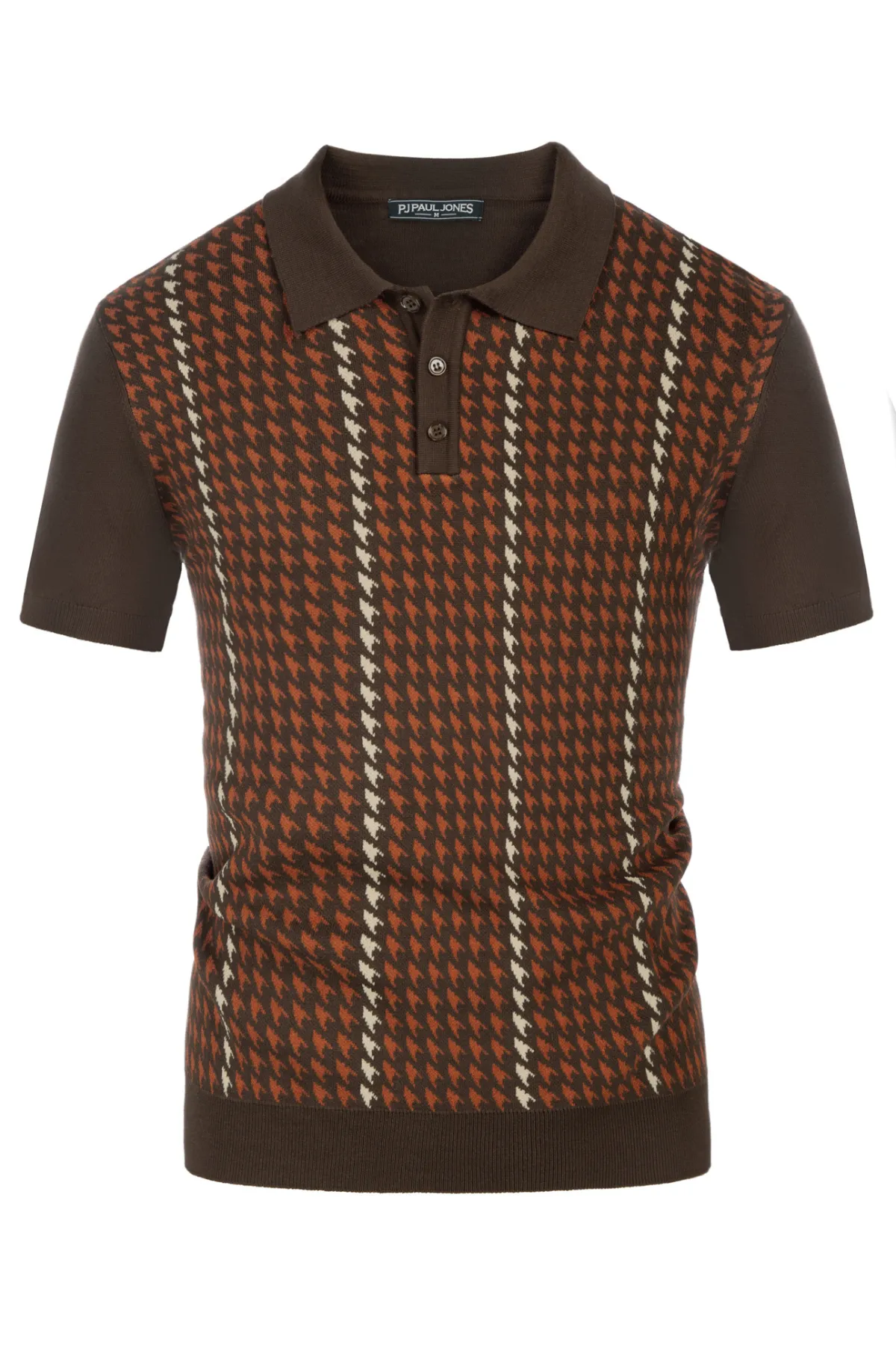 Men's Vintage Polo Shirts Lightweight Retro 70s Knit Houndstooth Golf Pullover Shirts