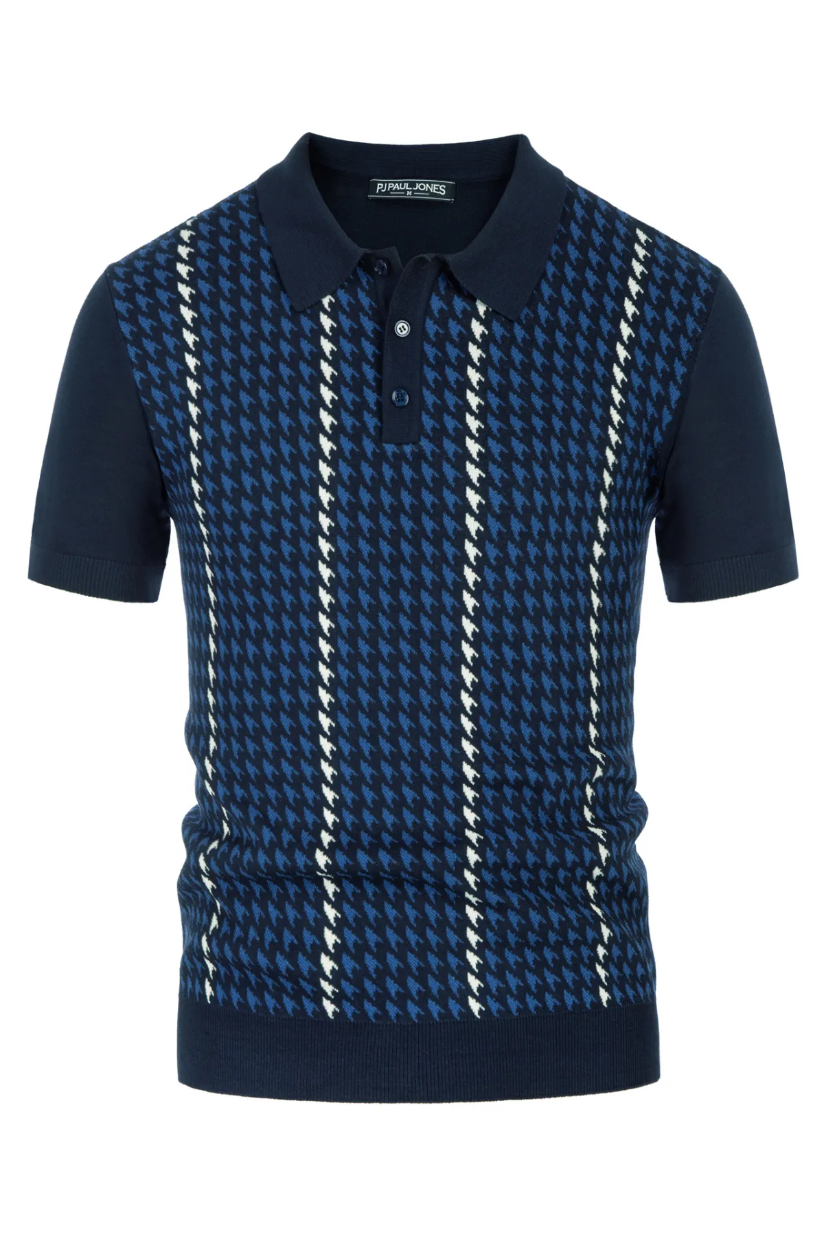 Men's Vintage Polo Shirts Lightweight Retro 70s Knit Houndstooth Golf Pullover Shirts