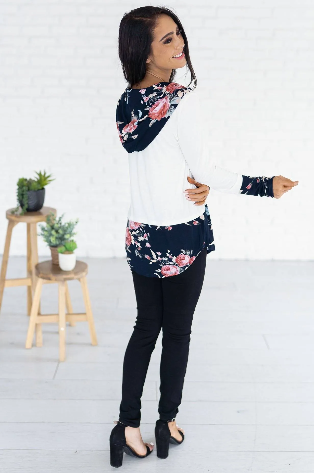 Midnight Blooms Modest Hoodie