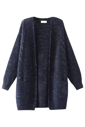 'Miriam' Fuzzy Mid-Length Knitted Cardigan (2 Colors)