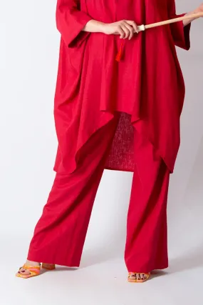 NASY Red Linen Wrap Pants