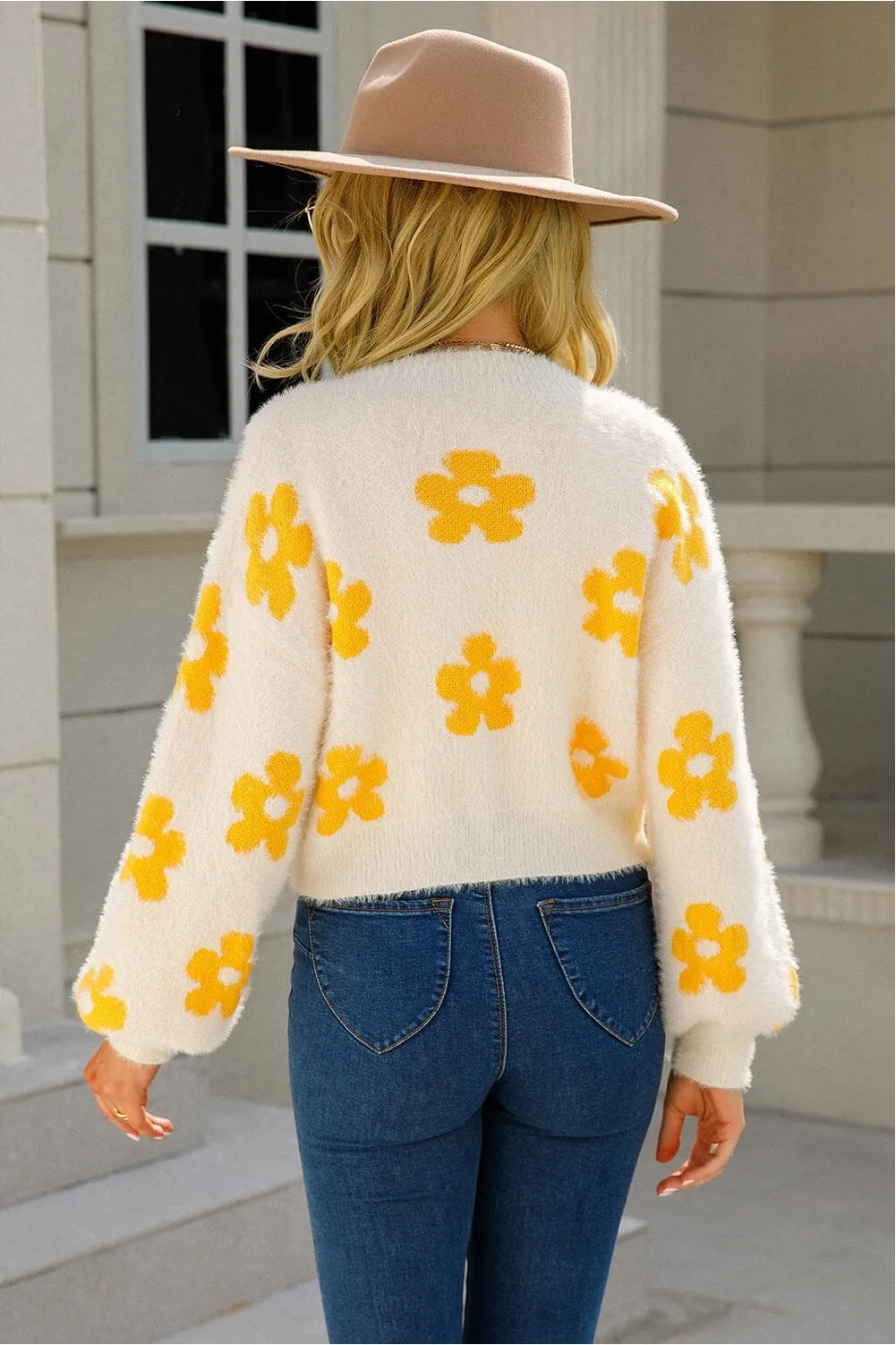 NicholesGifts Women Floral Open Front Fuzzy Cardigan