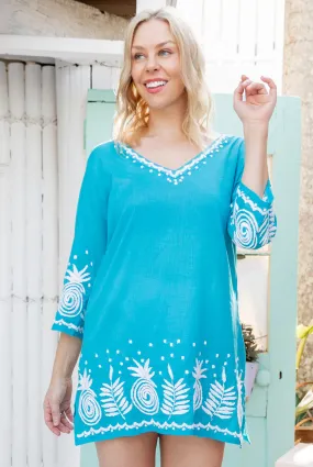 Pineapple Hand Embroidered Cotton Tunic