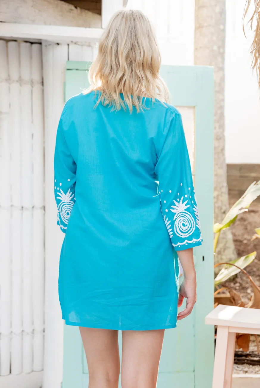 Pineapple Hand Embroidered Cotton Tunic