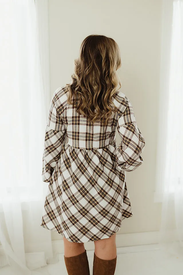 Plaid Flowy Shirt Dress