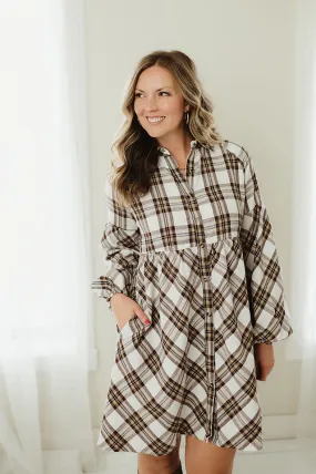 Plaid Flowy Shirt Dress