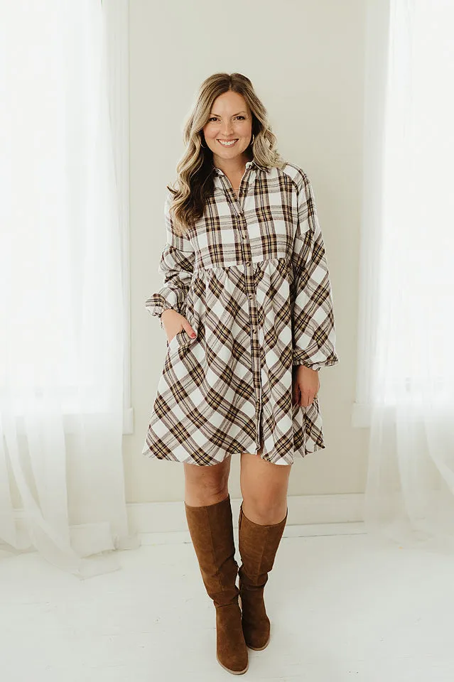 Plaid Flowy Shirt Dress