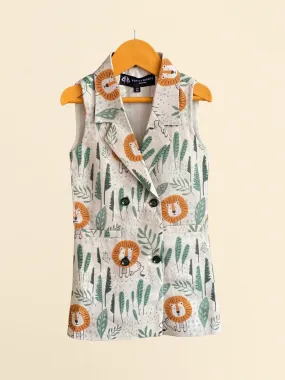 Pre-Order: Lion Print Pure Linen Blazer Dress