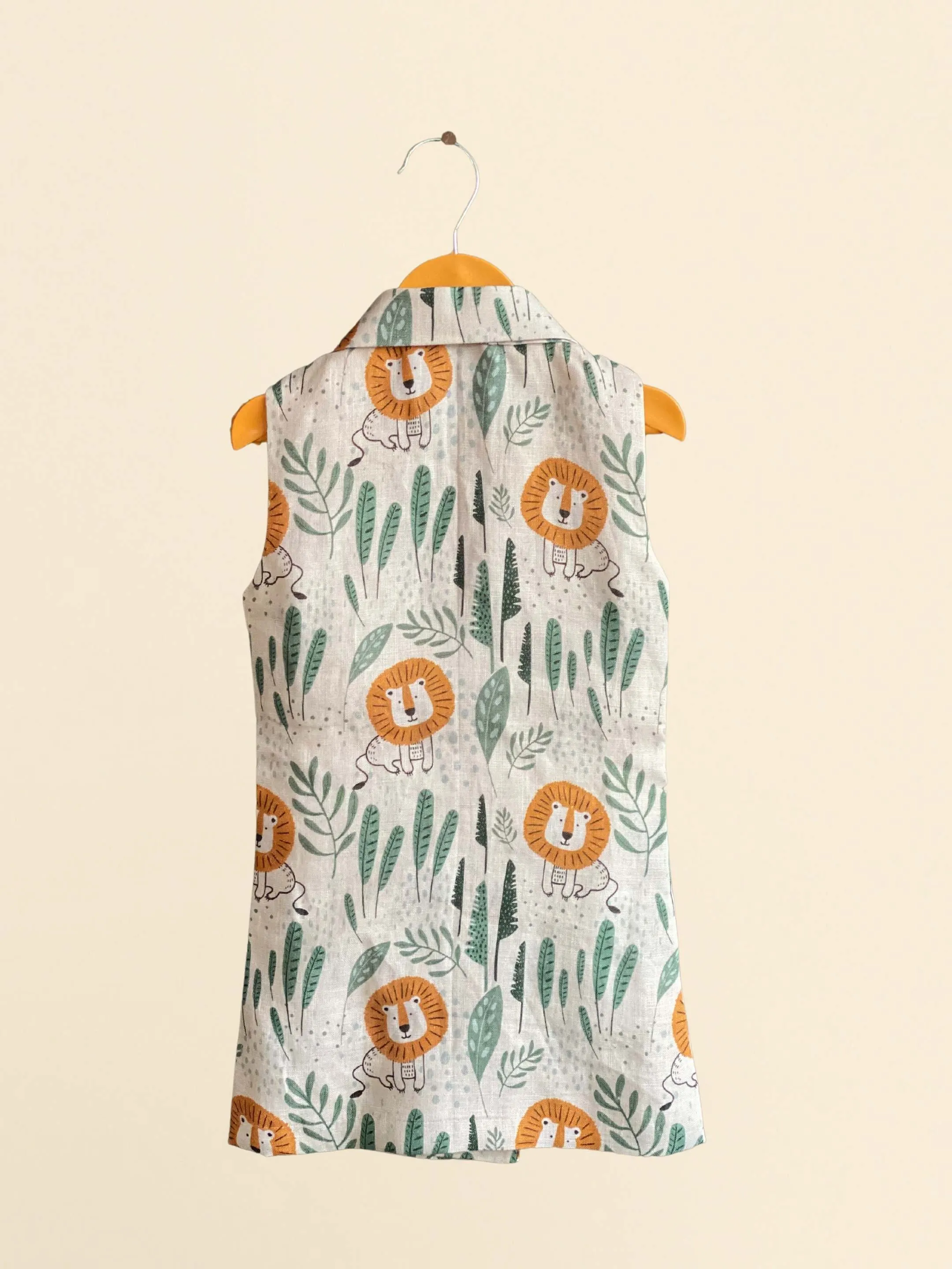 Pre-Order: Lion Print Pure Linen Blazer Dress