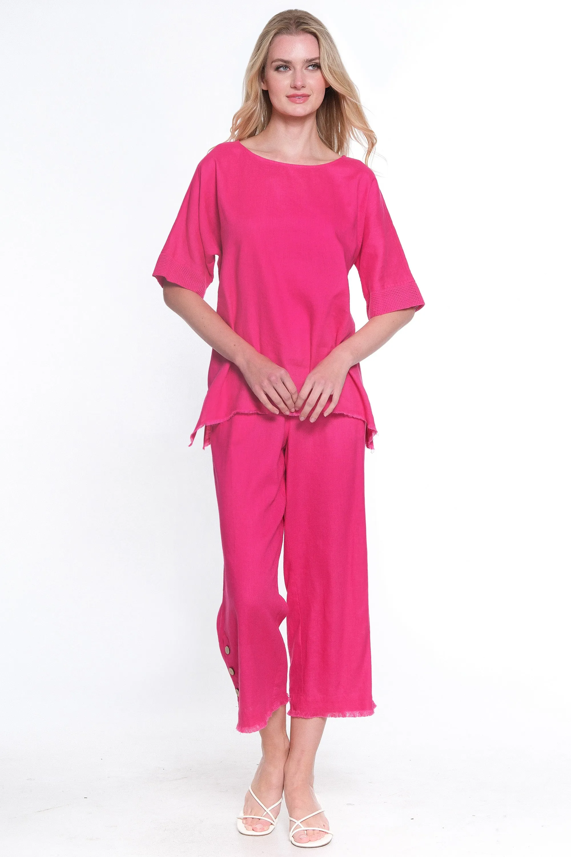 Pull On Wide Leg Pant- Fuchsia