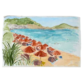 "Beach Near Gythio Greece" Painted Backdrop by Virginia Johnson