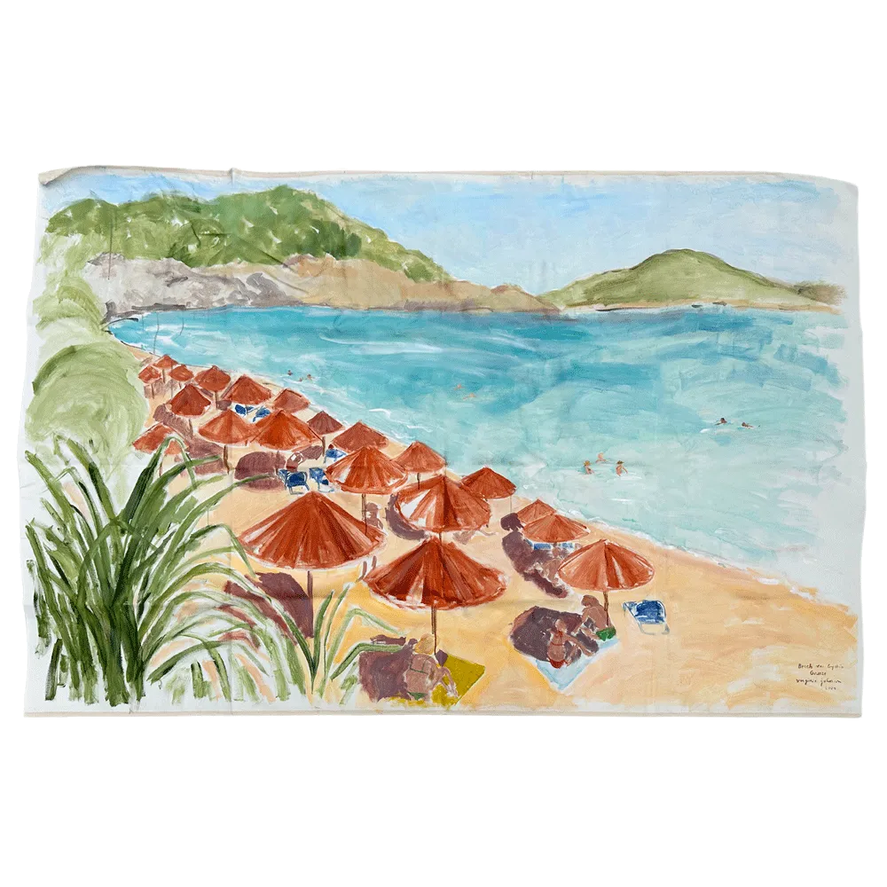 "Beach Near Gythio Greece" Painted Backdrop by Virginia Johnson