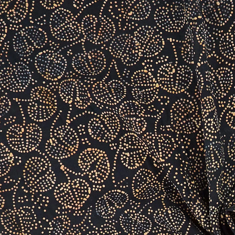 Rayon Batik Prints - Tuxedo Brass Pinpoint Leaf Rayon Batik Fabric