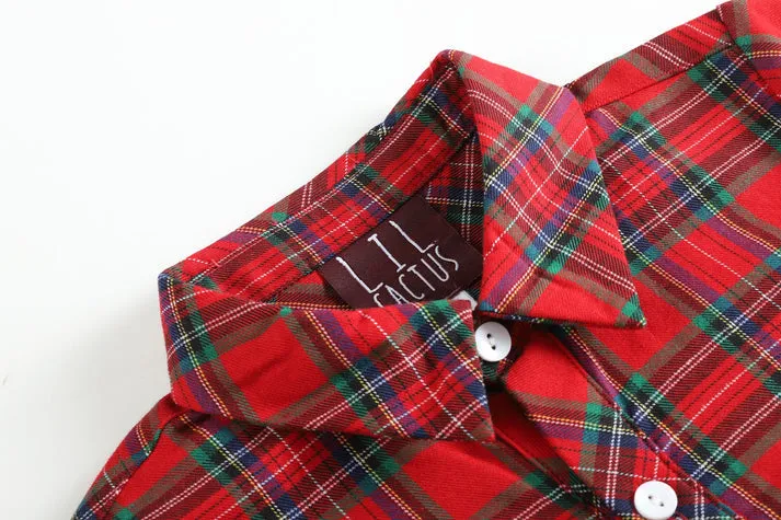 Red & Green Gingham Button-Up