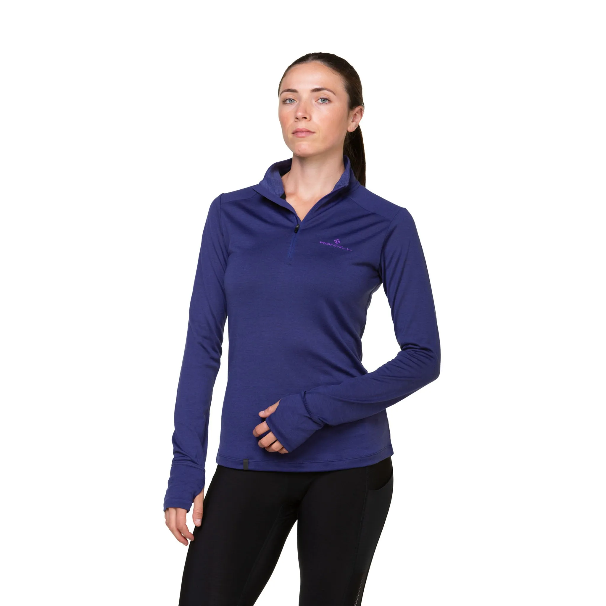 Ronhill | Women's Tech Merino 1/2 Zip - Deep Ocean/Regal Purple