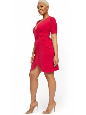 Ruche-Sleeve Wrap Dress - NY&C Style System