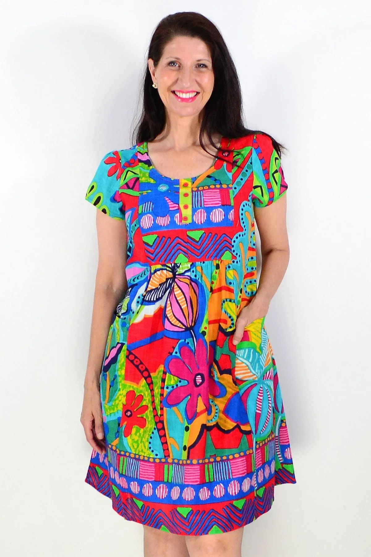 San Miguel Bib Tunic Dress with Pockets