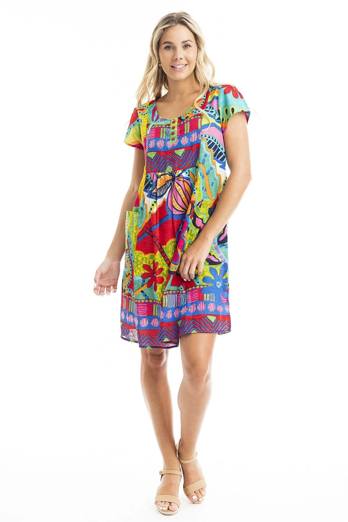 San Miguel Bib Tunic Dress with Pockets