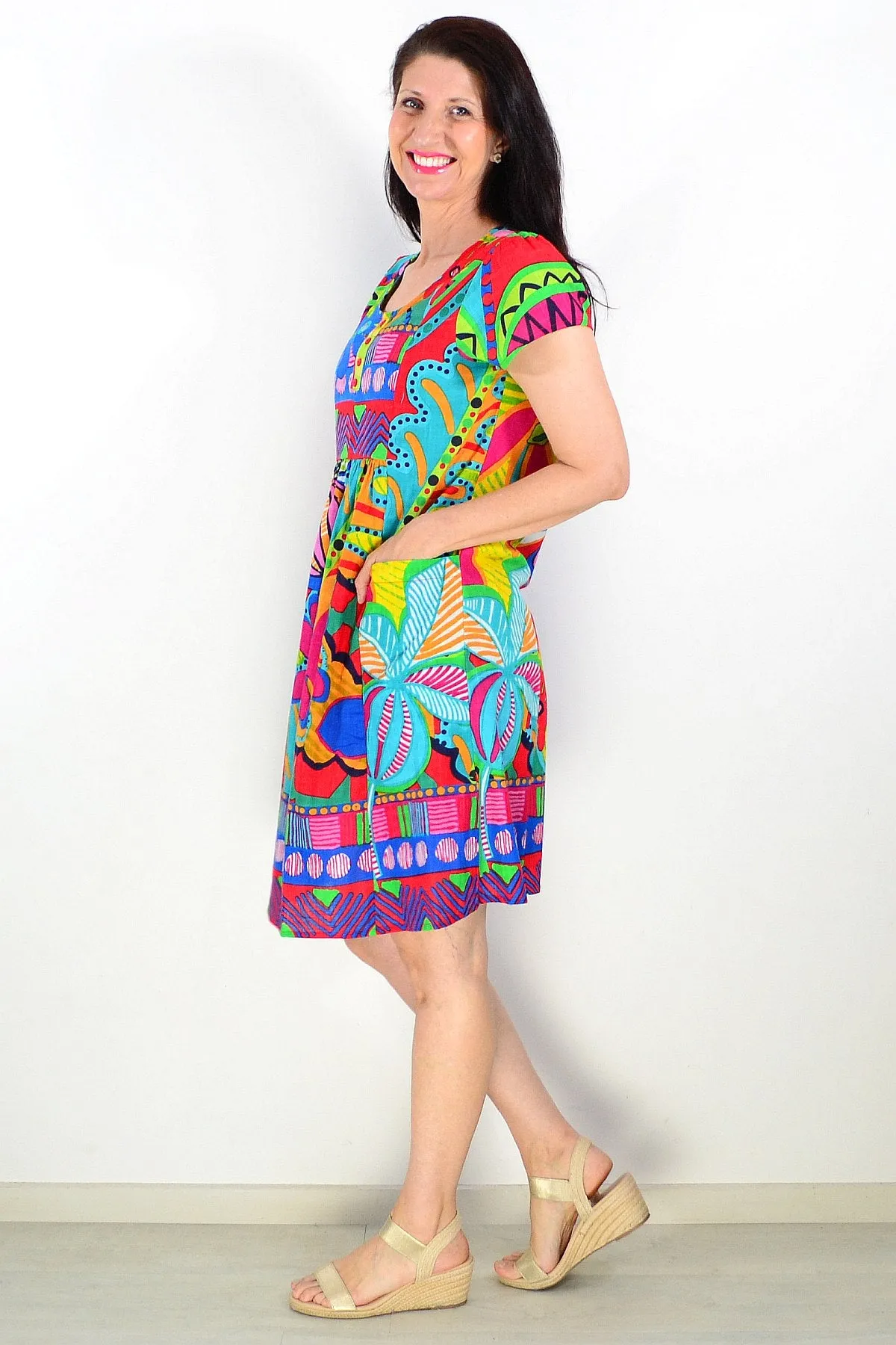 San Miguel Bib Tunic Dress with Pockets