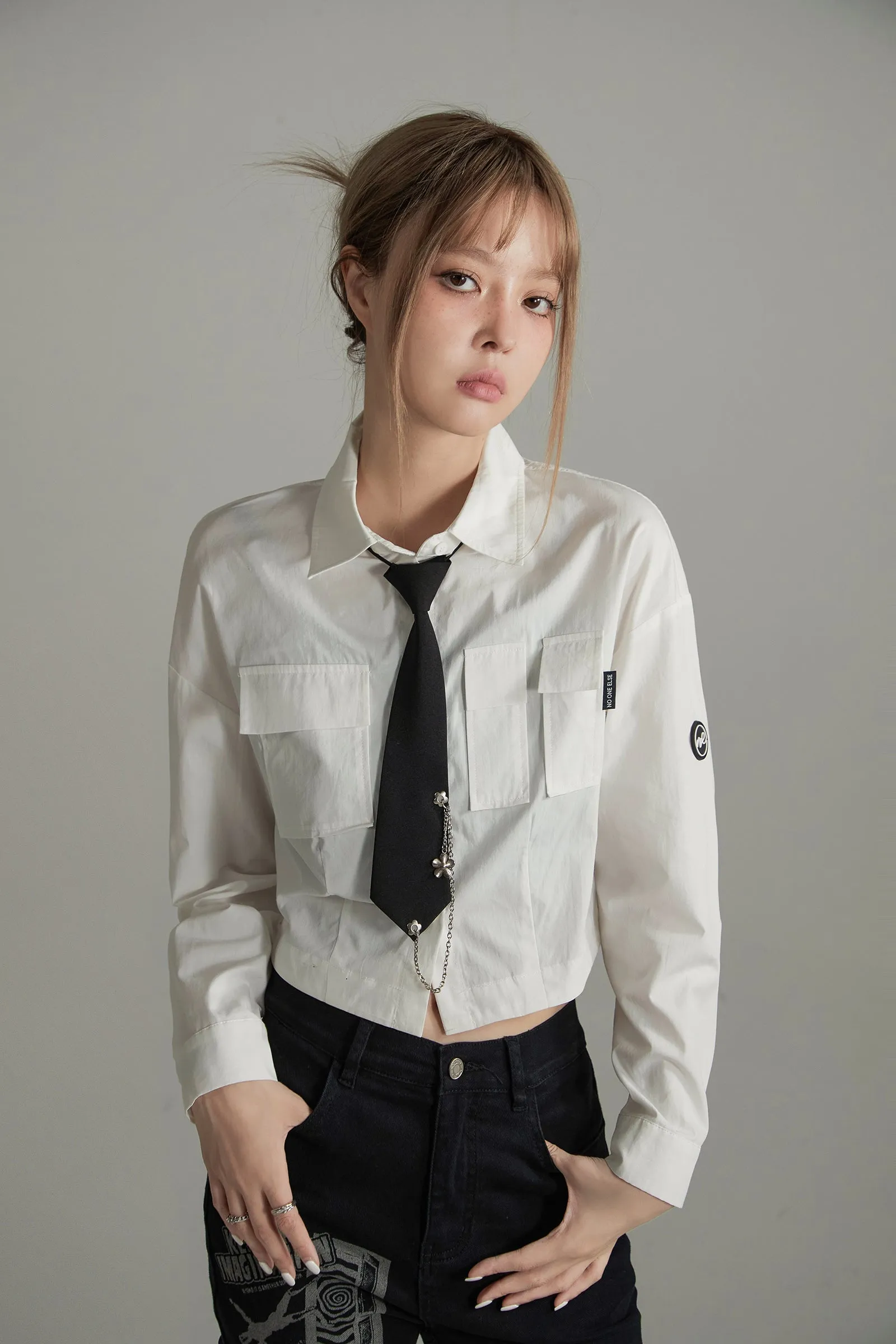 Simply In Charge Crop Button-Up Shirt