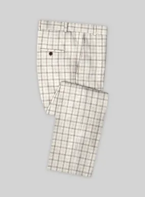 Solbiati Beige Checks Linen Pants