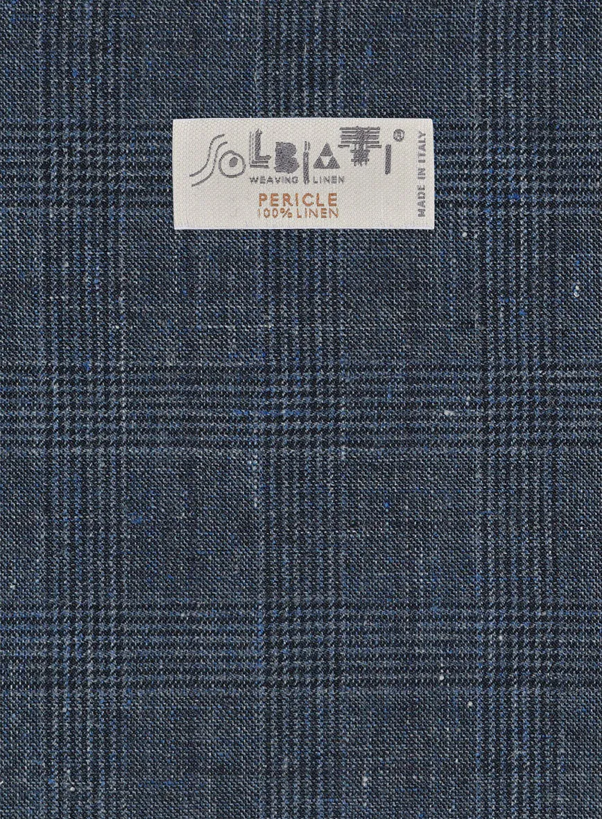 Solbiati Empire Blue Glen Linen Pants