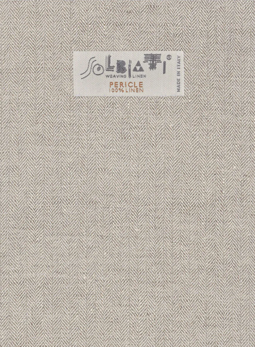 Solbiati Light Brown Herringbone Linen Pants