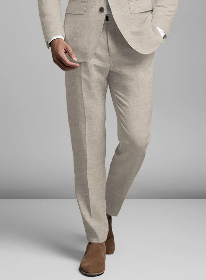 Solbiati Light Brown Herringbone Linen Pants