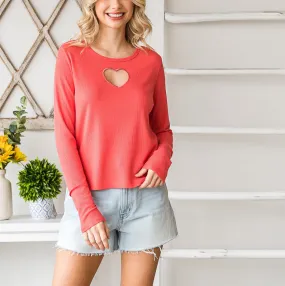 Thermal Cutout Heart Cropped Top