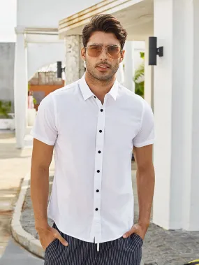 White Solid Button Up Shirt