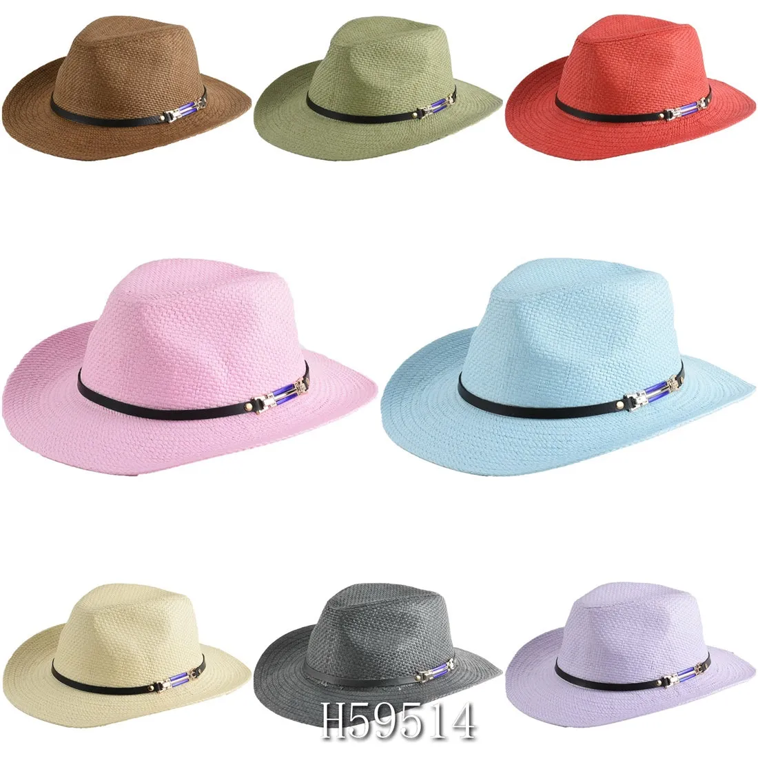 Wholesale Summer Sun Straw Wide Brim Bucket Hats H59514