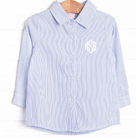 William Button-Up Shirt, Blue Stripe