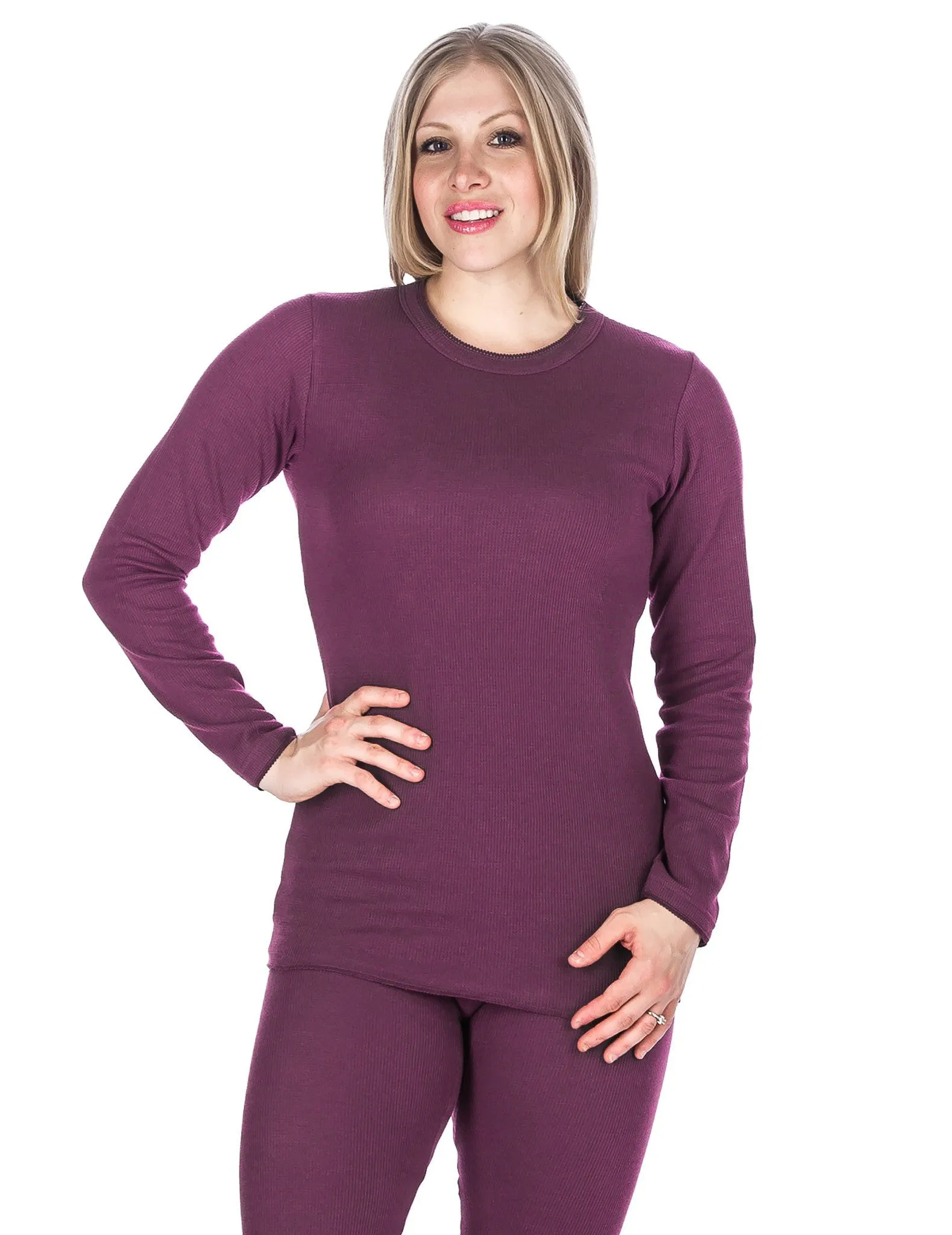 Women's Classic Waffle Knit Thermal Crew Top