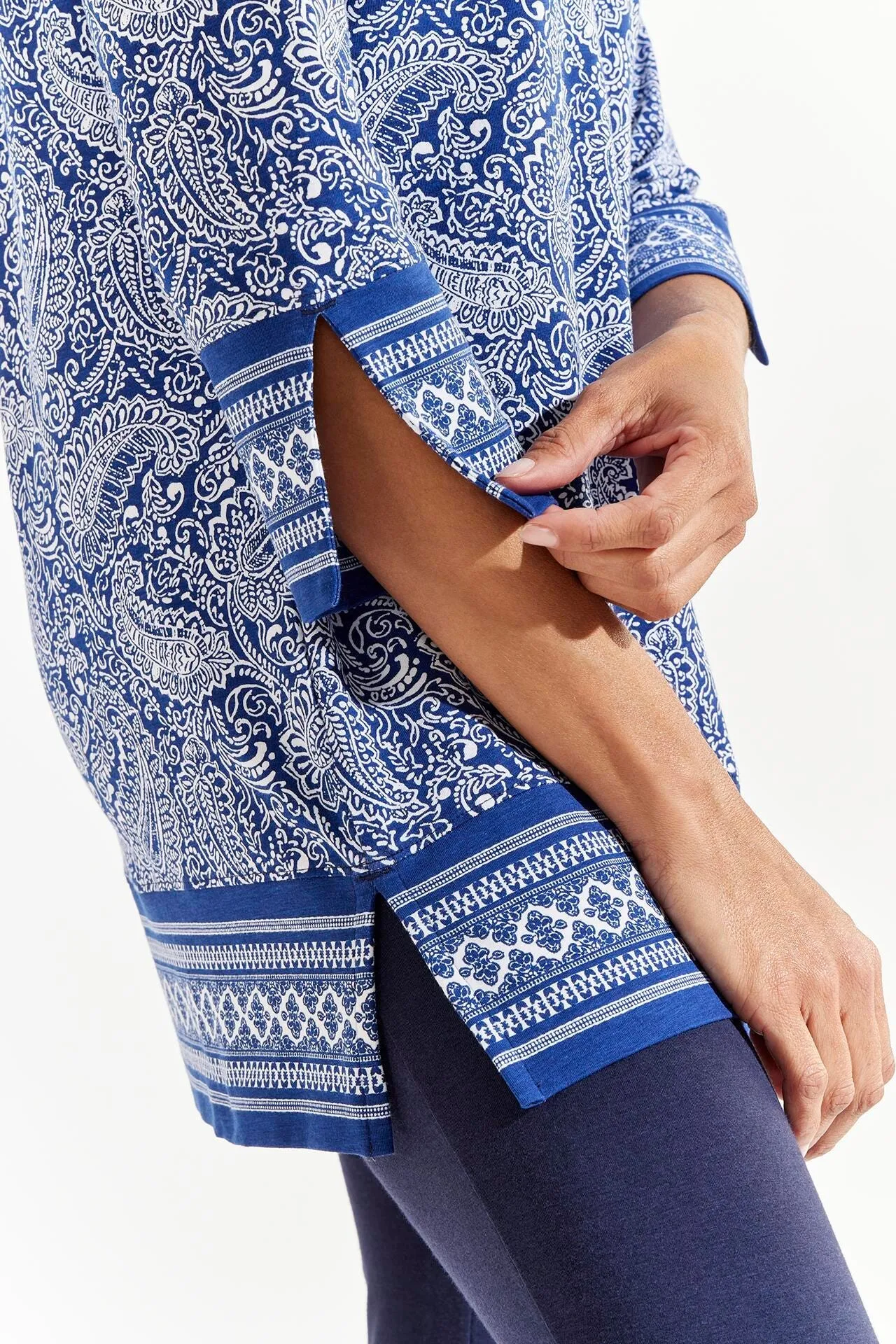 Women's St. Lucia Tunic Top | Navy Artisan Paisley