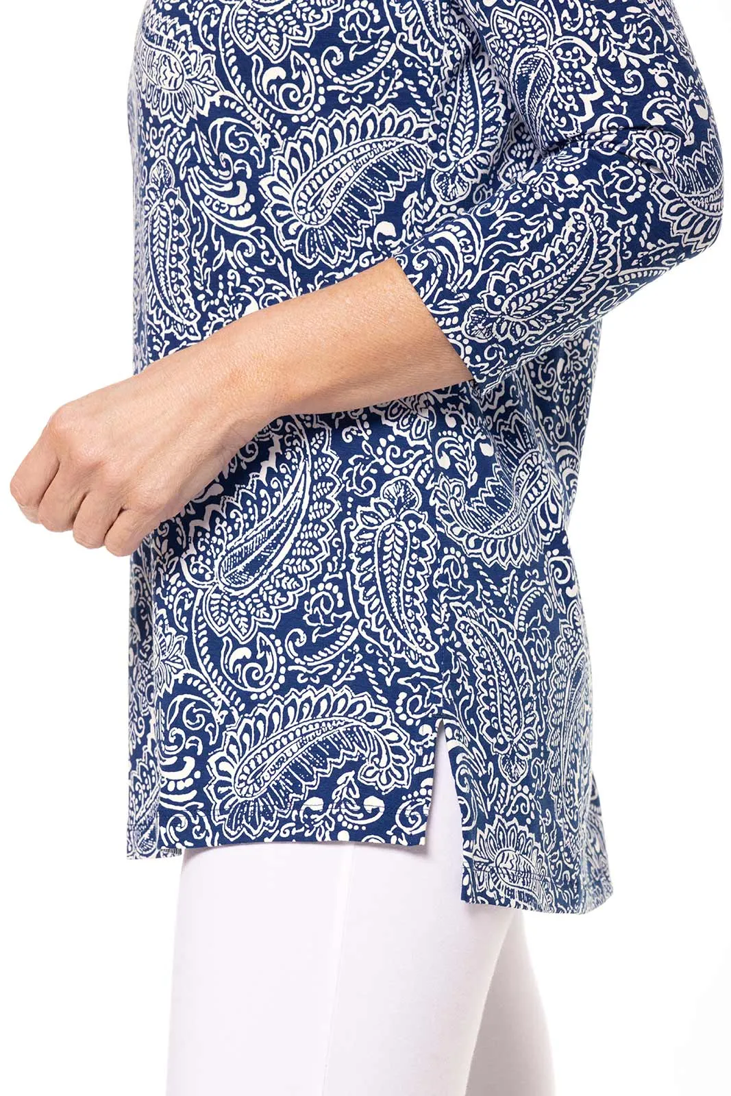 Women's St. Lucia Tunic Top | Navy Artisan Paisley