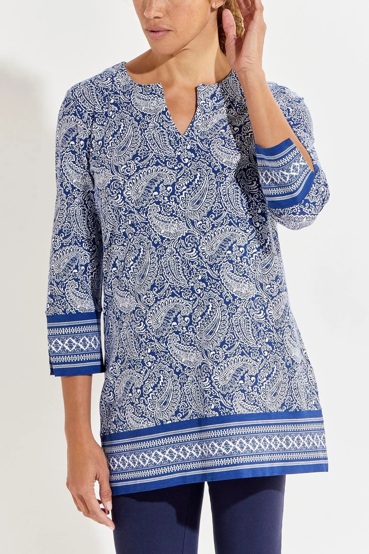 Women's St. Lucia Tunic Top | Navy Artisan Paisley