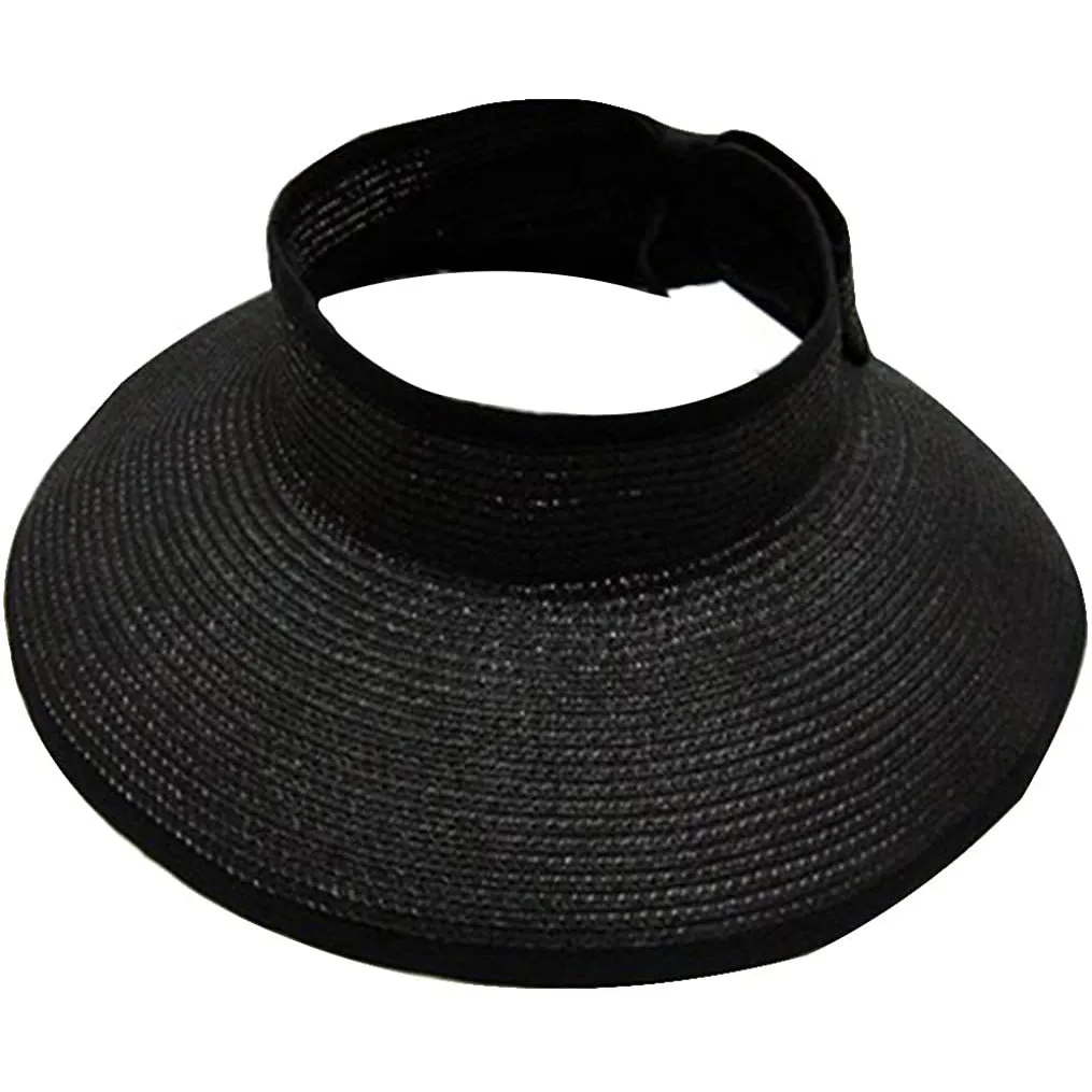 Women's Wide Brim Roll-up Straw Sun Hat Sun Visor