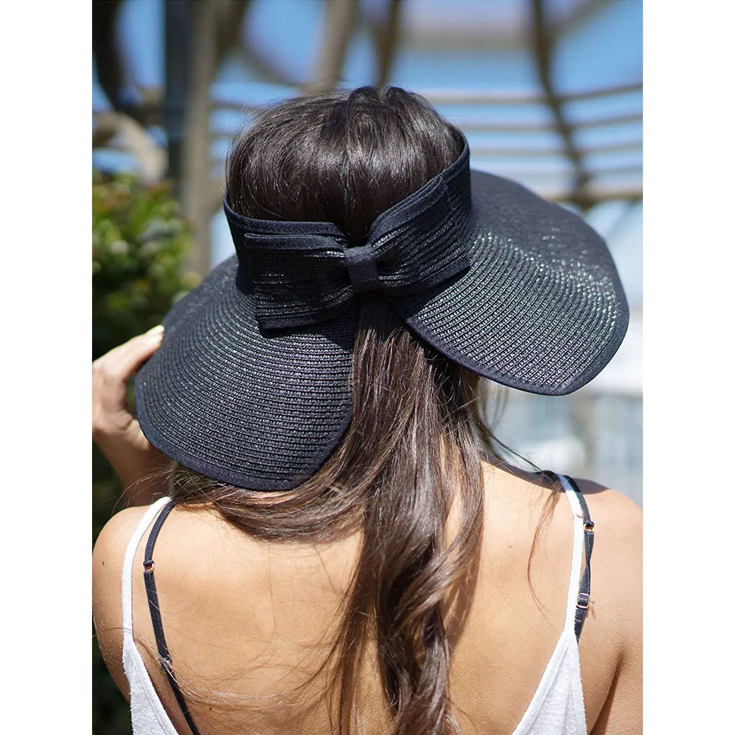 Women's Wide Brim Roll-up Straw Sun Hat Sun Visor